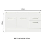 Balcão de Pia Madesa Agata 150 cm 2 Portas e 2 Gavetas (Sem Tampo e Pia) Branco