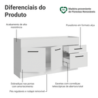 Balcão de Pia Madesa Agata 150 cm 2 Portas e 2 Gavetas (Sem Tampo e Pia) Branco