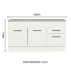 Balcão Madesa Agata 150 cm 2 Portas e 2 Gavetas (Com Tampo) Branco
