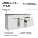 Balcão Madesa Agata 150 cm 2 Portas e 2 Gavetas (Com Tampo) Branco