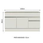 Balcão Madesa Glamy 150 cm 2 Portas e 2 Gavetas (Com Tampo) Branco