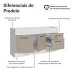 Balcão de Pia 150 cm 2 Portas e 2 Gavetas (Sem Tampo e Pia) Branco/Crema Agata Madesa