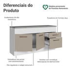 Balcão 150 cm 2 Portas e 2 Gavetas (Com Tampo) Branco/Crema Agata Madesa