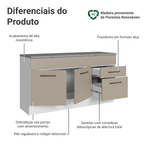 Balcão Gabinete 150 cm 2 Gavetas 2 Portas (Com Tampo) Branco/Crema Agata Madesa