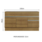 Balcão Madesa Glamy 150 cm 2 Portas e 2 Gavetas (Com Tampo) Rustic