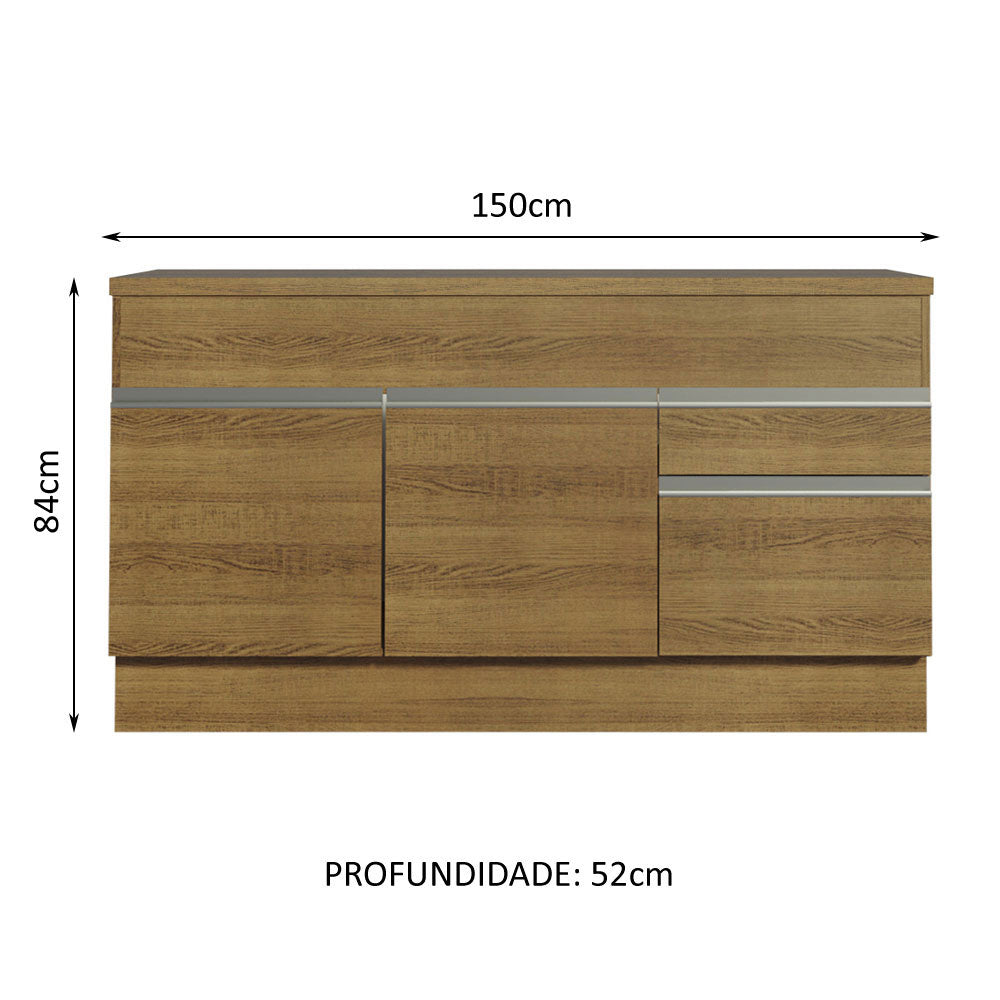 Balcão Madesa Glamy 150 cm 2 Portas e 2 Gavetas (Com Tampo) Rustic