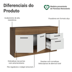 Balcão Madesa Agata 150 cm 2 Portas e 2 Gavetas (Com Tampo) Rustic/Branco