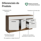 Balcão Gabinete Madesa Agata 150 cm 2 Gavetas 2 Portas (Com Tampo) Rustic/Branco
