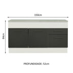 Balcão Madesa Agata 150 cm 2 Portas e 2 Gavetas (Com Tampo) Branco/Preto