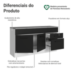 Balcão Gabinete Madesa Agata 150 cm 2 Gavetas 2 Portas (Com Tampo) Branco/Preto