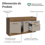 Balcão de Pia 150 cm 2 Portas e 2 Gavetas (Sem Tampo e Pia) Rustic/Crema Agata Madesa