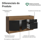 Balcão de Pia Madesa Agata 150 cm 2 Portas e 2 Gavetas (Sem Tampo e Pia) Rustic/Preto