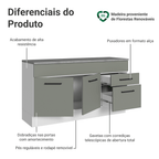 Balcão Gabinete Madesa Agata 150 cm 2 Gavetas 2 Portas (Com Tampo) Branco/Cinza