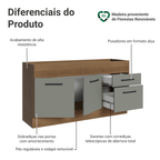 Balcão de Pia Madesa Agata 150 cm 2 Portas e 2 Gavetas (Sem Tampo e Pia) Rustic/Cinza