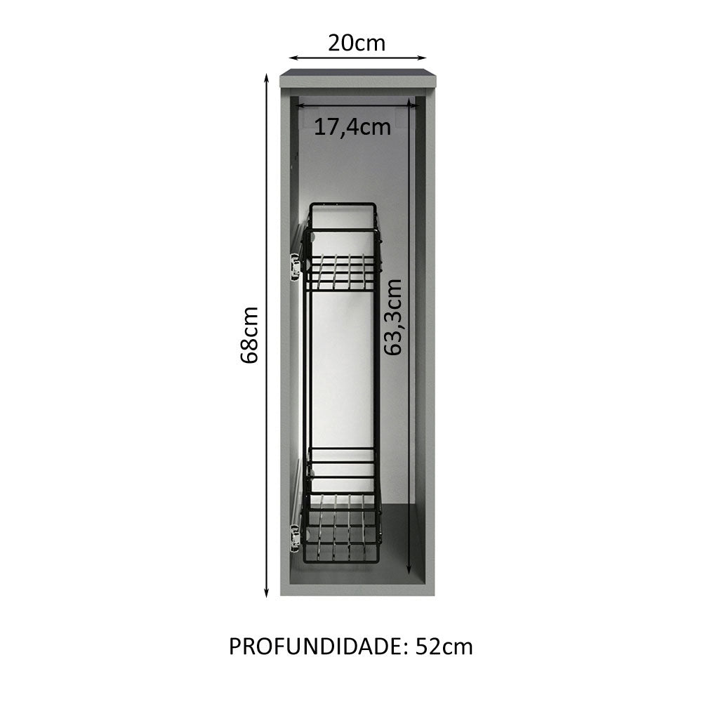 Balcão Porta-Temperos 20 cm Suspenso Cinza Nice Madesa