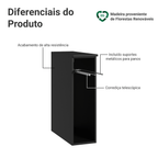 Balcão Porta-Pano 20 cm Suspenso Preto Nice Madesa