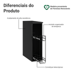 Balcão Porta-Tempeiros 20 cm Suspenso Preto Nice Madesa