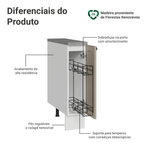 Balcão Porta-Temperos 20 cm 1 Porta (Com Tampo) Branco/Crema Vik Madesa