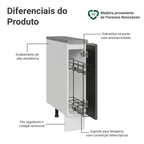 Balcão Porta-Temperos 20 cm 1 Porta Branco/Preto Lux Madesa