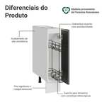 Balcão Porta-Temperos 20 cm 1 Porta (Sem Tampo) Branco/Preto Lux Madesa