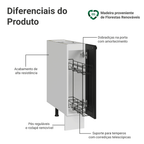 Balcão Porta-Temperos 20 cm 1 Porta (Sem Tampo) Branco/Preto Vik Madesa