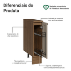 Balcão Porta-Temperos 20 cm 1 Porta (Com Tampo) Rustic/Crema Vik Madesa