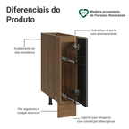 Balcão Porta-Temperos 20 cm 1 Porta (Sem Tampo) Rustic/Preto Lux Madesa