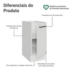 Balcão de Cozinha 35 cm 1 Porta (Sem Tampo) Branco Agata Madesa