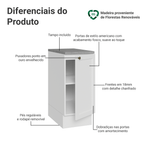 Balcão de Cozinha 35 cm 1 Porta Branco Vik Madesa