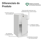 Balcão de Cozinha 35 cm 1 Porta (Sem Tampo) Branco Vik Madesa