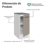 Balcão 35 cm 1 Porta Branco/Crema Agata Madesa