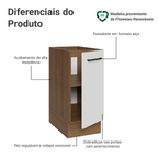 Balcão de Cozinha 35 cm 1 Porta (Sem Tampo) Rustic/Branco Agata Madesa