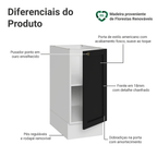 Balcão de Cozinha 35 cm 1 Porta (Sem Tampo) Branco/Preto Vik Madesa