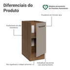 Balcão de Cozinha 35 cm 1 Porta (Sem Tampo) Rustic/Crema Agata Madesa