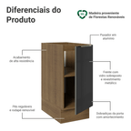 Balcão de Cozinha 35 cm 1 Porta (Sem Tampo) Rustic/Preto Lux Madesa