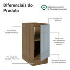 Balcão de Cozinha 35 cm 1 Porta (Sem Tampo) Rustic/Cinza Lux Madesa