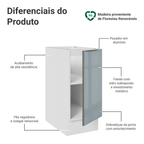 Balcão de Cozinha 35 cm 1 Porta (Sem Tampo) Branco/Cinza Lux Madesa