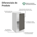 Balcão de Cozinha 35 cm 1 Porta (Sem Tampo) Branco/Cinza Vik Madesa