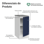 Balcão de Cozinha 35 cm 1 Porta Branco/Azul Vik Madesa