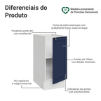 Balcão de Cozinha 35 cm 1 Porta (Sem Tampo) Branco/Azul Vik Madesa