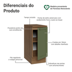 Balcão de Cozinha 35 cm 1 Porta Rustic/Verde Vik Madesa