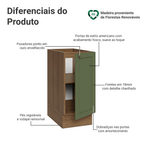 Balcão de Cozinha 35 cm 1 Porta (Sem Tampo) Rustic/Verde Vik Madesa