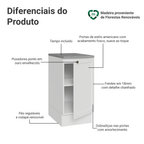 Balcão de Cozinha 40 cm 1 Porta Branco Vik Madesa