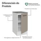 Balcão 40 cm 1 Porta Branco/Crema Agata Madesa