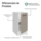 Balcão de Cozinha 40 cm 1 Porta (Sem Tampo) Branco/Crema Agata Madesa