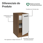 Balcão de Cozinha 40 cm 1 Porta (Sem Tampo) Rustic/Branco Agata Madesa