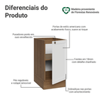 Balcão de Cozinha 40 cm 1 Porta (Sem Tampo) Rustic/Branco Vik Madesa