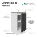 Balcão de Cozinha 40 cm 1 Porta Branco/Preto Lux Madesa