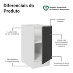 Balcão de Cozinha 40 cm 1 Porta (Sem Tampo) Branco/Preto Lux Madesa