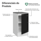 Balcão de Cozinha 40 cm 1 Porta Branco/Preto Vik Madesa